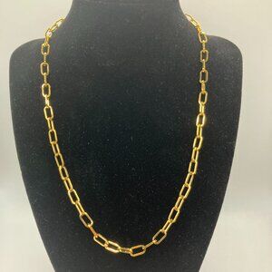 Paperclip Cable Chain Real 18K Gold Plated over Stainless Steel NEW 18 inches